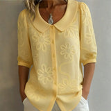 Clotilde™ | Bluza s Peter Pan ovratnikom i cvjetnim vezom