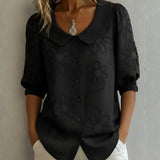 Clotilde™ | Bluza s Peter Pan ovratnikom i cvjetnim vezom