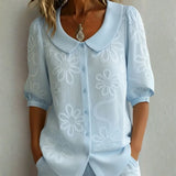 Clotilde™ | Bluza s Peter Pan ovratnikom i cvjetnim vezom