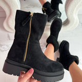 Botine Cozy Zipper - Crne