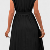 Elegantna Midi Haljina od Lagane Tkanine s Fluidnim Krojem