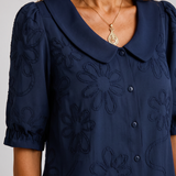 Clotilde™ | Bluza s Peter Pan ovratnikom i cvjetnim vezom