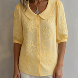 Clotilde™ | Bluza s Peter Pan ovratnikom i cvjetnim vezom