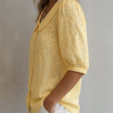 Clotilde™ | Bluza s Peter Pan ovratnikom i cvjetnim vezom