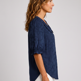 Clotilde™ | Bluza s Peter Pan ovratnikom i cvjetnim vezom