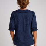 Clotilde™ | Bluza s Peter Pan ovratnikom i cvjetnim vezom