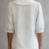 Clotilde™ | Bluza s Peter Pan ovratnikom i cvjetnim vezom