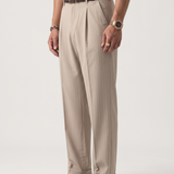 Pantalone na pruge širokog kroja – Bež